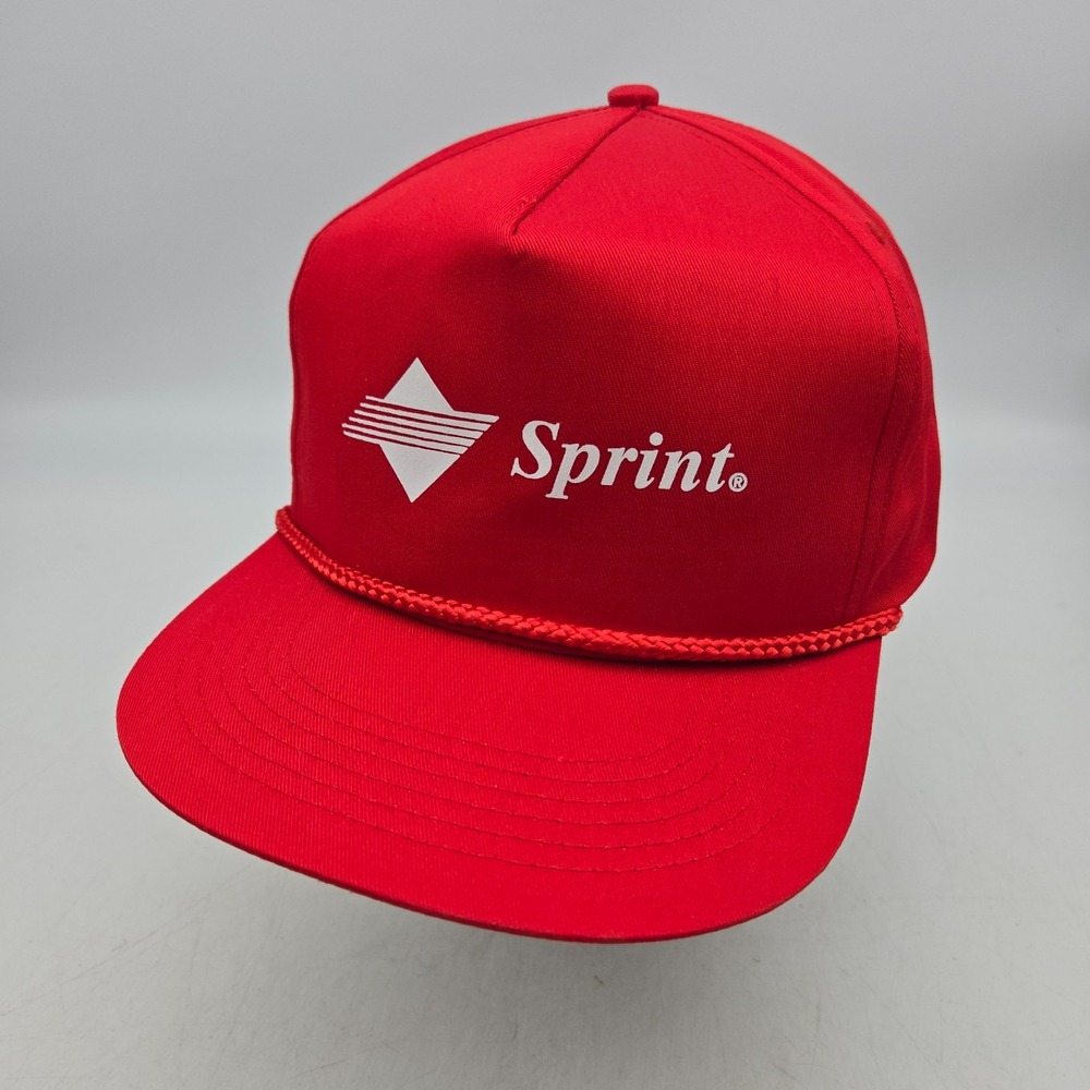 Vintage Sprint Cellular Snapback Hat Cap Red Rope 90s Trucker T-Mobile OSFA